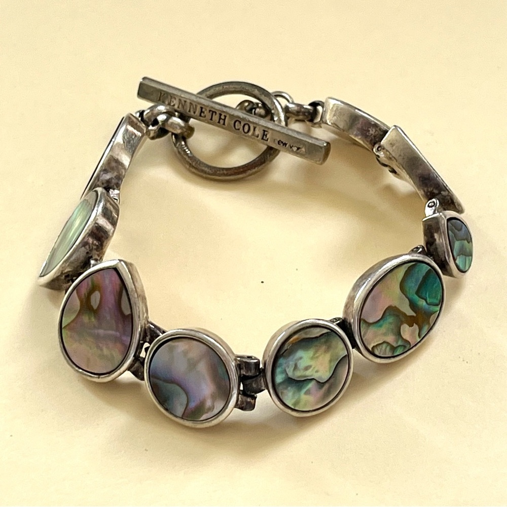 Vintage Kenneth Cole Marble Stone Silver Bracelet